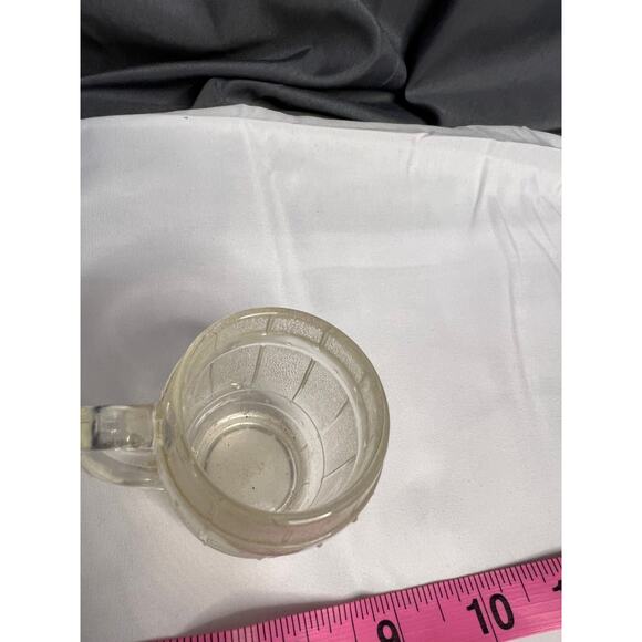 Vintage Clear Depression Glass Mini Whiskey Barrel Shot Glass w Handle - Picture 4 of 5